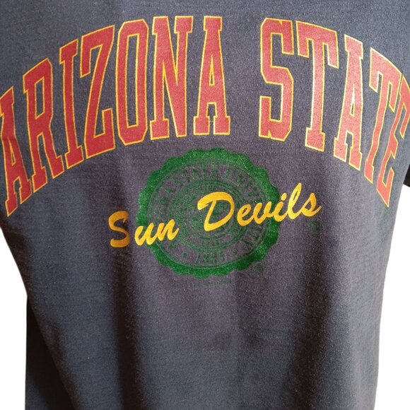 Large Vtg T-shirt Arizona State Sun Devils Vintage Tultex Cotton Blue 1990's Mex - Picture 3 of 5